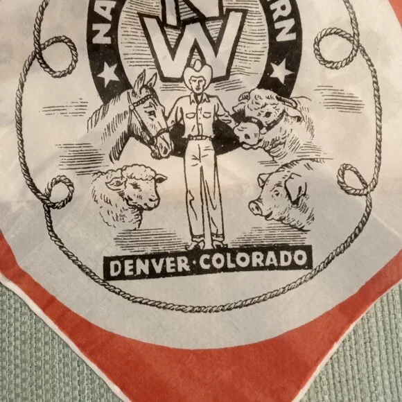 Vintage Silk Scarfs Japan - Givenchy red National Western Denver print - Picture 6 of 7